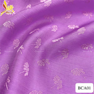 Vải lụa tơ tằm Nha Xá hoa bồ công anh màu tím - BCA01