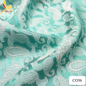 Vải lụa tơ tằm Nha Xá đuôi công màu xanh lá - CO56