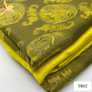 Vải lụa tơ tằm Nha Xá thọ rơi vàng ô lưu - TR02