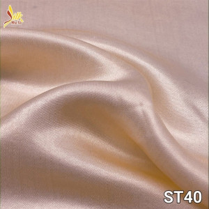 Lụa tơ tằm Nha Xá trơn trắng kem - ST40